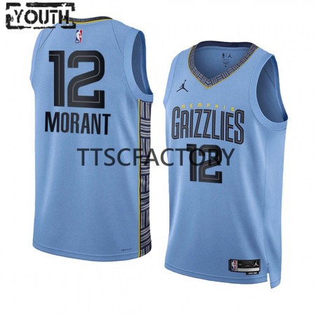 Maillot Basket Memphis Grizzlies Ja Morant 12 Jordan 2022-23 Statement Edition Bleu Swingman - Enfant